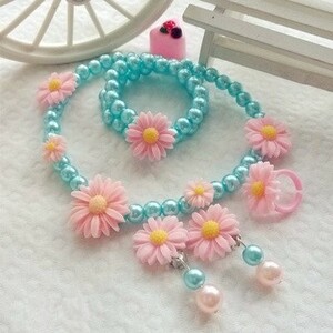  accessory for children gerbera pearl manner 4 point set ( light blue × pink )