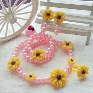  accessory for children gerbera pearl manner 4 point set ( pink × yellow )