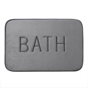 バスマット 足拭きマット BATH 英文字 シンプル すべり止め加工 (グレー)