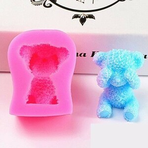 Art hand Auction Silicone mold, cute bear shape, stuffed toy-like texture, three-dimensional, set of 2 (blindfold), hobby, culture, hand craft, handicraft, others