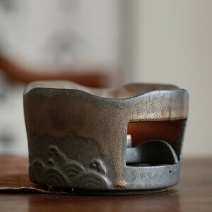 キャンドルウォーマー 青海波柄 伝統的な和柄 和風 古びた質感 シンプル 陶磁器製