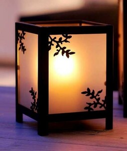  candle holder original Japanese style lamp with a paper shade design abrasion glass ( small size )