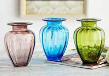 フラワーベース 花瓶 神秘的カラー レトロ風 ガラス製 くびれ付き (パープル)_画像2