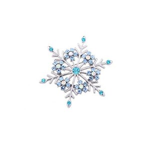 ブローチ 美しい ブルーの雪の結晶
