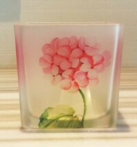 キャンドルホルダー ミニフラワーポット すりガラス風 植物のイラスト 3個セット (あじさい)_画像3