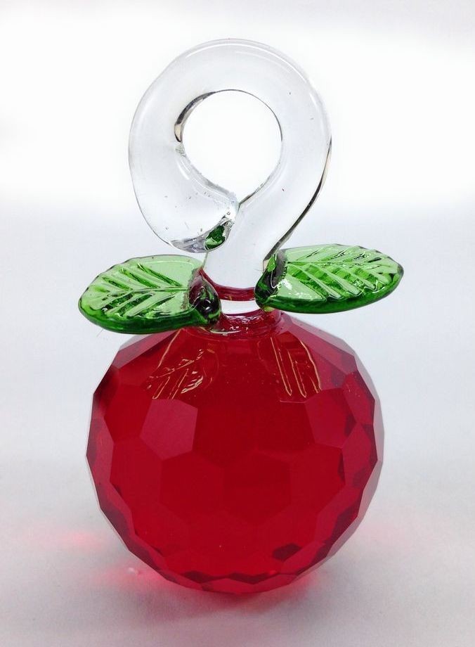 Figura pequeña de manzana de cristal (rojo), Artículos hechos a mano, interior, bienes varios, ornamento, objeto