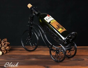  wine bottle holder retro tricycle type wire antique manner ( black )