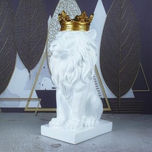 置物 王冠を被ったライオン 彫刻風 ヨーロピアン調 (ホワイト)_画像3