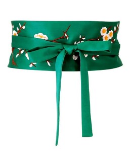  sash belt plum. flower flower pattern embroidery peace pattern ( green )