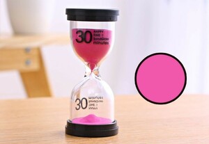 砂時計 30分計 ビタミンカラー 黒フタ 英文字 シンプル (ピンク)