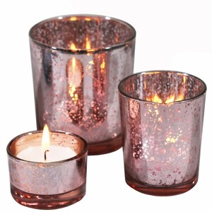  candle holder Kirakira lame manner glass made large middle small 3 piece set ( pink )
