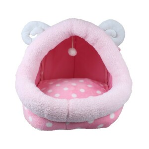  pet bed half dome type . solid .. ear . angle dot pattern pompon attaching dog for cat for ( large size )