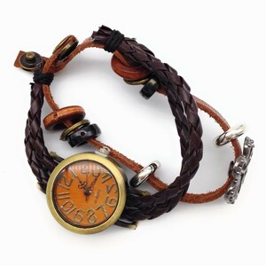  наручные часы античный способ цветок плетеный плетеный .ruto( темно-коричневый, B модель )