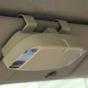  sunglasses holder car sun visor for installation clip card storage attaching ( beige )