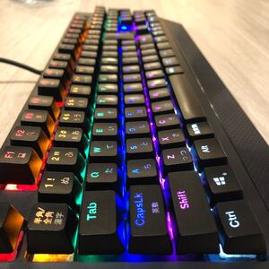 【中古】CLIENA ゲーミングキーボード 有線 日本語配列 メカニカルキーボード 青軸