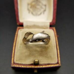 925 Silver Dolphin US Vintage Design Ring Ring Silver Showa Retro Ring Jewelry Accessy Dolphin Sea N19