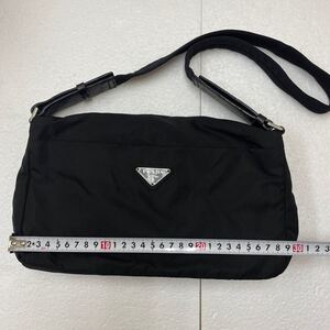 プラダ PRADA ロゴ ナイロン ショルダーバッグ ネイビー