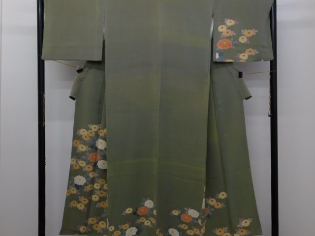 [Rakufu] P18381 Kimono de visite Yuzen peint à la main doublé k, Kimono femme, kimono, Robe de visite, Prêt à l'emploi