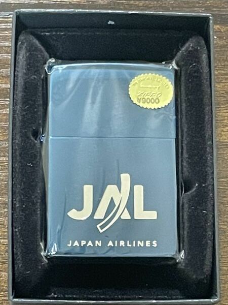 zippo JAL JAPAN AIRLINES 日本航空 ブルーチタン 2003年製 特殊加工品 デットストック ケース 保証書