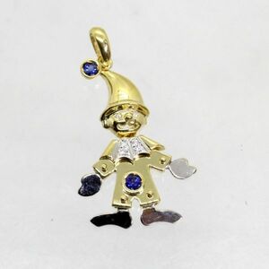 ◎ Nakao Beauty ◎ 18 Gold YG, WG Sapphire, Clown Design Pendant с бриллиантом