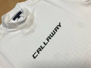 Callaway(キャロウェイ) 千鳥柄ジャガード UPF50 モックネック半袖シャツ H21234102(ホワイト)Ｌ