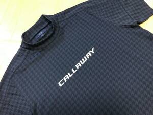 Callaway(キャロウェイ) 千鳥柄ジャガード UPF50 モックネック半袖シャツ H21234102(ネイビー)Ｌ