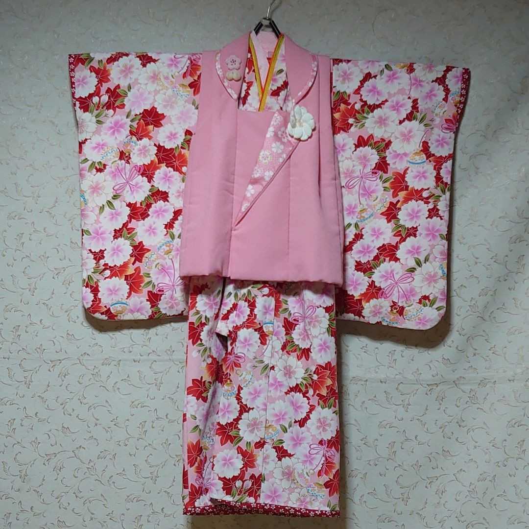 七五三 着物 ３歳 mi530 被布コート 刺繍柄 ピンク 日本製 新品 送料