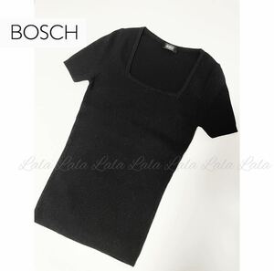 BOSCH ボッシュ　ニット　セーター　トップス　リブニット　レディース　カットソー　インナー　ブラック　黒　半袖ニット 半袖