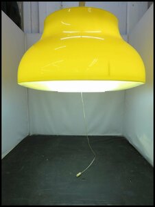 [ZEROnet]Σ昭和　レトロ　ポップ　照明器具　ペンダントライト　黄色いシェード　径約38cm　60Hz仕様ΣK46-66
