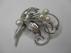S-807ps.@ pearl brooch sterling silver stamp 