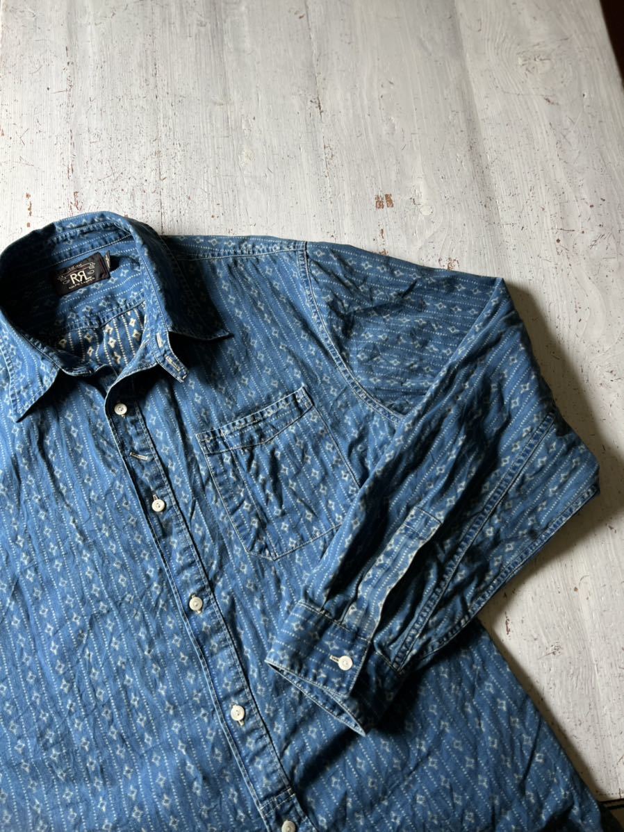 美品】RRL Striped Twill Workshirt XS ダブルアールエル ストライプ