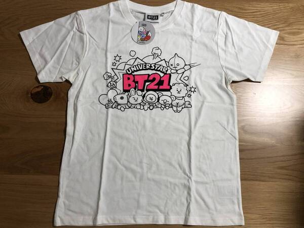 【即決 新品タグ付 送料無料】BT21 BTS アベイルコラボ★半袖Tシャツ メンズ【M】サイズ ホワイト 防弾少年団 LINE FRIENDS 韓流