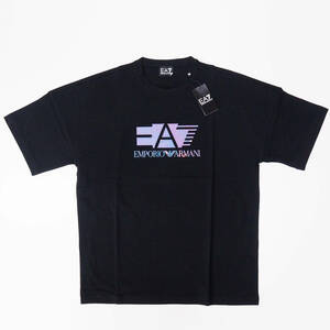 新品正規品 Emporio Armani EA7 エンポリオ アルマーニ 3LPT35 PJ5MZ メタリック 光沢 ロゴ 半袖 クルーネック メンズ Tシャツ S