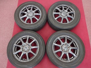 送料無料【DUFACT】アルミ　6J×15+53　PCD114.3-5穴☆ヨコハマ BluEarth　195/65R15☆4本☆[中古] タイヤ＆ホイール招きモアイ像　千曲店