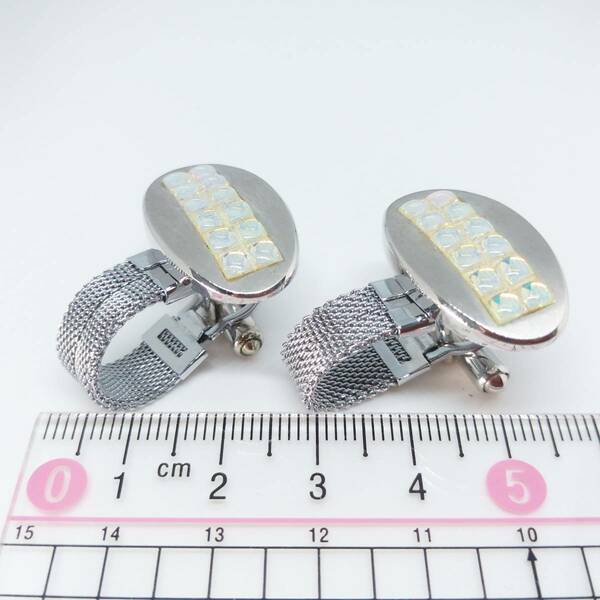 CW52 カフリンクス カフス ボタン シルバー ラップアラウンド Wrap Cufflinks ベルト メッシュ チェーン