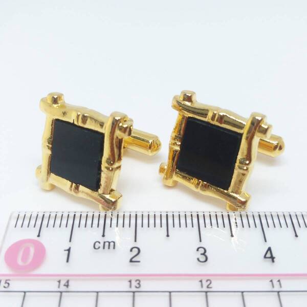 ○CM02/カフリンクス/カフスボタン/ゴールド/スウィヴル式 ラインストーン ブラック アクセサリー ファッション 小物 送料無料