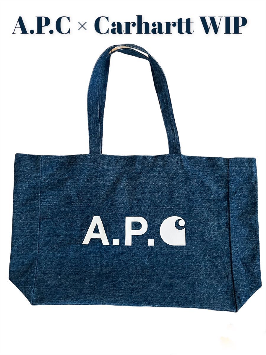 色移り有り A.P.C.×ラコステ コラボ ビッグロゴインディゴ縦型トート 色移り有り A.P.C.×ラコステ コラボ ビッグロゴインディゴ縦型トート