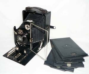希少 ＃2 小西六(Rokuohrsha) 初期 歴史的カメラ G.Rodenstock Monchon Trinar Anastgmat f6,3　 8×10,5cm判　稼働品