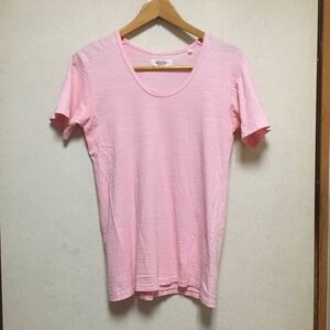 送料込 ハリウッドランチマーケット Tシャツ メンズ 1 Sサイズ ピンク USED 聖林公司 ハリラン pink 半袖　HRM アメカジ 古着
