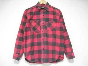 GREASE グリース シャツ ネルシャツ 長袖 胸ポケット チェック 赤×黒 レッド×ブラック Sサイズ