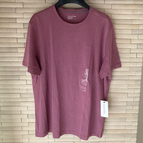 新品 タグ付き カルバンクライン 半袖Tシャツ ピンク ロゴ コットンシャツ 半袖 パープル メンズ M