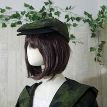 着物リメイクハンチング帽５８ｃｍ【上質な紬　舞葉文　逸品】から緑濃淡新緑色表裏共に正絹男女問わずにすっきりシンプルデザインbyF・M_画像10