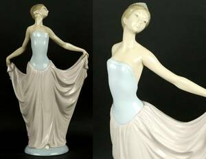 LLADRO リアドロ ドレスを着た女性 美少女置物 30cm 磁器人形 アンティーク [G105わ]