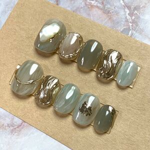 ネイルチップ No.131 付け爪 ジェル ニュアンス グリーン 緑