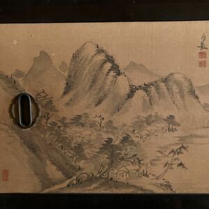 江戸幕末期.明治時代.肉筆 .在名.作家物.落款.襖絵.四枚.襖絵の横幅.約47.5cm.縦.約29.8cm.厚さ.約1.9cm.襖絵の枠は木製.檜木です。