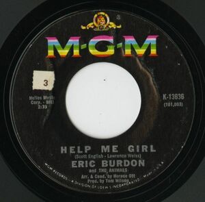 【ロック 7インチ】Eric Burdon - Help Me Girl / That Ain't Where It's At [MGM Records K13636]