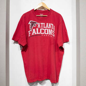 2XL / Reebok リーボック NFL ATLANTA FARCONS アトランタファルコンズ 半袖 Tシャツ クルーネック 赤 プリント スポーツ ゲーム US 古着