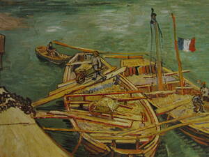 フィンセント・ファン・ゴッホ、【ローヌ川につながれた舟】、希少な額装用画集より、状態良好、新品額装付、Vincent Willem van Gogh