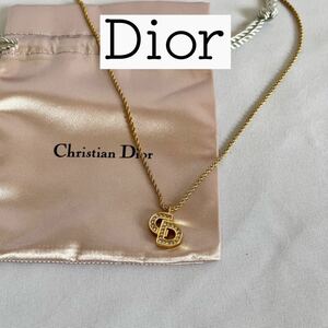 【美品】クリスチャンディオール　ロゴ　ネックレス　カラーストーン　ラインストーン Christian Dior