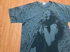  super rare!! 90s Janis joplin large size print total pattern T-shirt silk screen ja Nismo ski to head Mosquito head lock Vintage USA